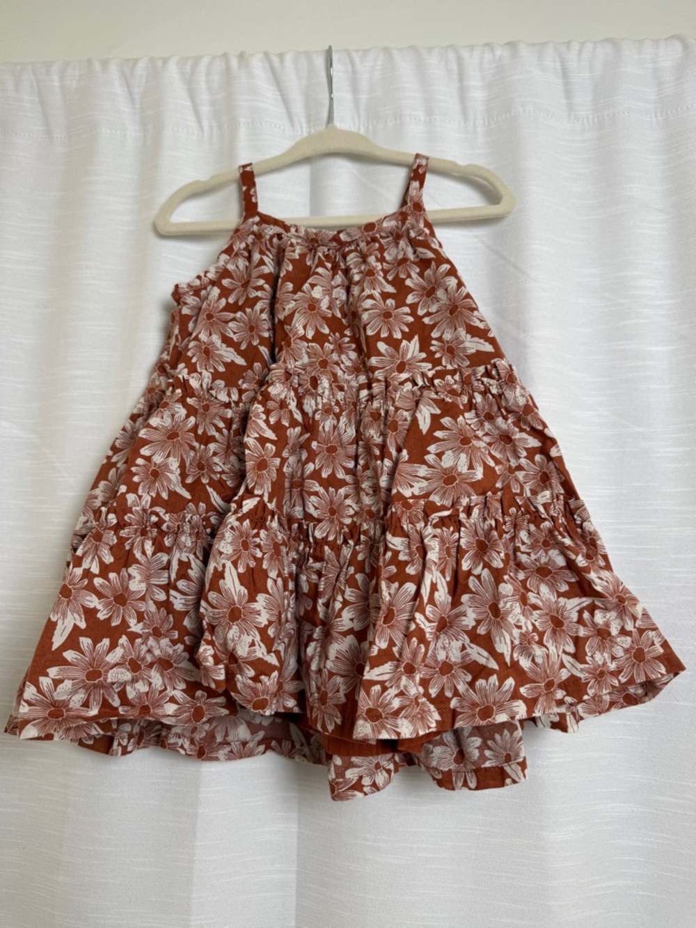 Gap Toddler Floral Boho Dress Rust Brown Daisy Print Twirl | Size 12-18M - Picture 8 of 11